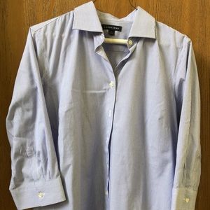 Navy/White Pinstripe 3/4 length sleeve Oxford